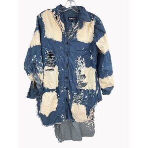 Thrill Jeans XL Womens Distressed Acid Wash Denim Tunic Top Shirt Dress